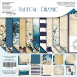 Набір двостороннього паперу від Scrapmir - Nautical Graphic, 20x20см, 11 шт.