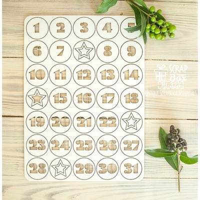 Чіпборд ScrapBox — Набір чисел для різдвяного календаря (advent calendar Hi-323)