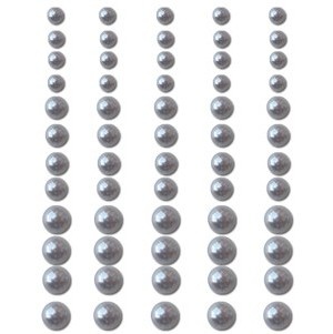 Половинки перлин на клейовій основі Queen & Co - Pearls Silver, 60 штук