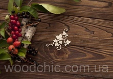 Чіпборд великий завиток з листям від WOODchic, 8 на 5см