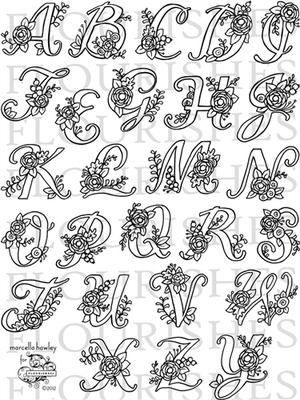 Набір акрилових штампів від Flourishes - Letters in Blossom