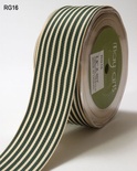 Стрічка Grosgrain/Ivory Stripes, колір зелений/білий, ширина 38 мм, довжина 90 см