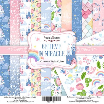 Набір паперу для скрапбукінгу — Believe in miracle, 30,5x30,5см, Фабрика Декору