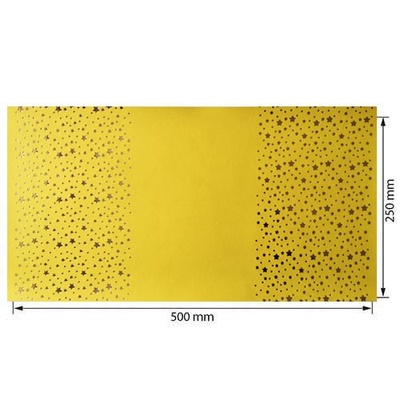 Відріз екошкіри з тисненням золотою фольгою Golden Stars Stars Yellow, 50см х 25см, ТМ Фабрика Декору
