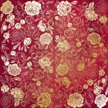 Аркуш одностороннього паперу з фольгуваннями, дизайн Golden Peony Passion Burgundy aquarelle, 30,5смx30,5см, TМ Фабрика Декору