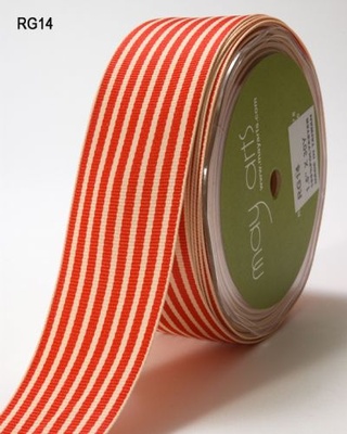 Стрічка Red/Ivory Stripes, колір червоний/ бежевий, ширина 3,8см, довжина 90 см