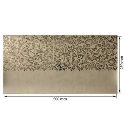 Відріз екошкіри з тисненням золотою фольгою Golden Butterflies Beige 50x25см, ТМ Фабрика Декору