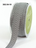 Стрічка Twill and Stripes, колір чорний/білий, ширина 1,9 см, довжина 90 см