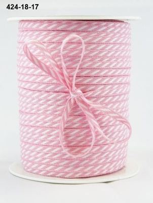 Стрічка Solid/Diagonal Stripes, колір рожевий/білий, ширина 3 мм, довжина 90 см