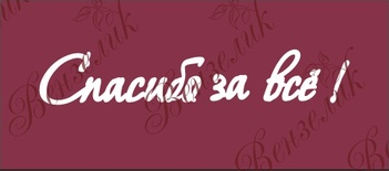 Чіпборд від Вензелик - підпис "Спасибо за всё", розмір: 20x110 мм
