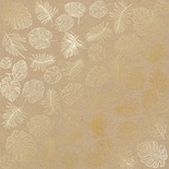 Аркуш одностороннього паперу з фольгуванням Golden Tropical Leaves Kraft,ТМ Фабрика Декору