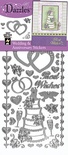 Набір наліпок - висічок HOTP - Wedding & Anniversary Dazzles Silver, розмір 10х2,5см, 39 штук