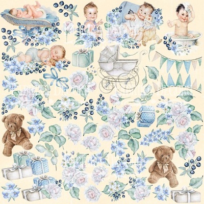 Аркуш з картинками для вирізання Shabby baby boy 20x20см, ТМ Фабрика Декору