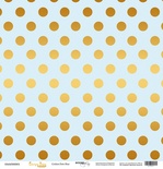 Аркуш одностороннього паперу з золотим тисненням від Scrapmir - "Golden Dots Blue" з колекції Every Day, 30x30 см