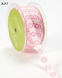 Стрічка Grosgrain / Circles, ширина 9,5мм, колір Pink/Fuchsia/White, 90cм