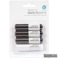 Набор фломастеров для плоттера - SKETCH PENS, 3 черных + 1 белый