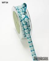 Лента CHENILLE/CENTER DOT, цвет TURQUOISE/AQUA, ширина 9,5мм, длина 90см - ScrapUA.com