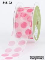 Лента Sheer/Jumbo Dot - Hot Pink, цвет: розовый, ширина 3,8 см, 90 см