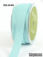 Лента Twill and Stripes, цвет аквамарин/белый, ширина 1,9 см, длина 90 см - ScrapUA.com