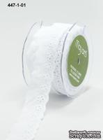 Кружево шитье от May Arts - White Broderie Anglasise/ eyelet trim May Arts Ribbon, 25 мм, цвет белый, длина 90 см