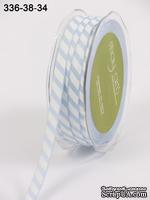 Лента GROSGRAIN /DIAGONAL STRIPES, цвет LIGHT BLUE/WHITE, ширина 9,5мм, длина 90см