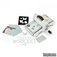 Машинка для вырубки и тиснения Sizzix Big Shot Machine White & Gray, бело-серая (с платформой и пластинами, набором кардстока и отрезом ткани MLH), стартовый набор 