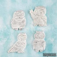 Набор украшений от Prima Marketing - Shabby Chic Treasures Resin Embellishments - Owls, Совы, 4 шт - ScrapUA.com