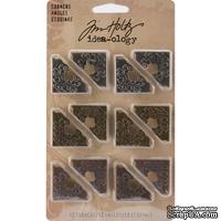 Набор металлических уголков Tim Holtz - Idea-Ology Metal Ornate Corners, 12 штук, уголки