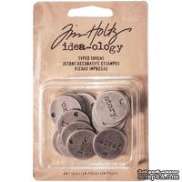 Набор металлических украшений Tim Holtz - Idea-Ology Metal Typed Tokens, 24 штуки, слова