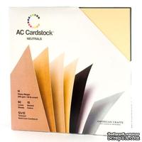 Картон American Crafts - Cardstock Variety Packs - Neutrals, нейтральные цвета, 30 х 30 см.