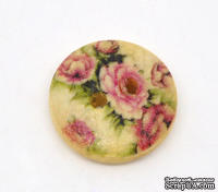 Деревянная пуговица Multicolor Flower B12318, диаметр 15 мм, 1 шт. - ScrapUA.com