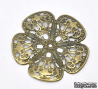 Металлическое украшение "Цветок", 48мм x 48мм, античная бронза, 1 шт.