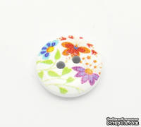 Деревянная пуговица Multicolor Flower B17604, диаметр 15 мм, 1 шт.