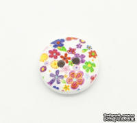 Деревянная пуговица Multicolor Flower B17609, диаметр 15 мм, 1 шт.