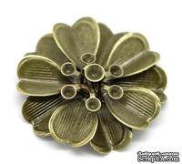 Металлическое украшение "Цветок", 3.2см x 3.2см, античная бронза, 1 шт.