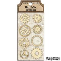 Деревянные украшения BoBunny - Kraft Laser-Cut Wood Embellishments Gears - ScrapUA.com