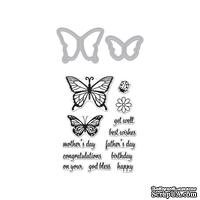 Набор ножей и штампов от Hero Arts -  Butterfly Pair Stamp&amp;Cut, Бабочки и надписи - ScrapUA.com