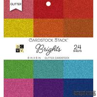 Набор кардстока DCWV Brights Glitter Solid, 15х15 см, 24 листа, с глиттером