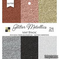 Набор кардстока DCWV Glitter Metallics Solid, 15х15 см, 24 листа, с глиттером