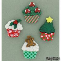 Набор декоративных пуговиц Dress It Up - Christmas Cupcakes - ScrapUA.com