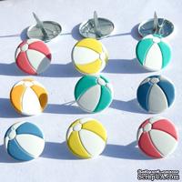 Набор брадсов Eyelet Outlet - Beach Ball Brads, 12 штук - ScrapUA.com