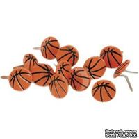 Набор брадсов Eyelet Outlet - Ball Brads Basketballs, 12 штук - ScrapUA.com