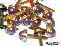 Набор брадсов Eyelet Outlet - Pearl Brads Purple/Gold, цвет фиолетовый, 5 мм, 10 штук