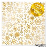 Ацетатний аркуш з золотим візерунком Golden Snowflakes, 30,5см х 30,5см, ТМ Фабрика Декору - ScrapUA.com