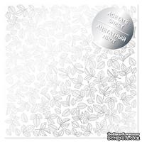 Ацетатний аркуш з фольгуванням Silver Rose leaves 30,5х30,5 см, ТМ Фабрика Декору - ScrapUA.com