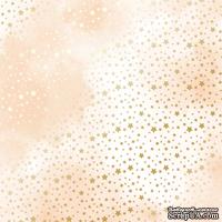 Аркуш одностороннього паперу з фольгуванням, дизайн Golden stars, Beige water, 30,5см х 30,5см, ТМ Фабрика Декору - ScrapUA.com