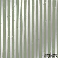 Лист односторонней бумаги с фольгированием Silver Stripes Olive 30,5х30,5 см, ТМ Фабрика Декора - ScrapUA.com