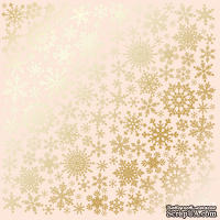 Лист односторонней бумаги с фольгированием Golden Snowflakes Beige, ТМ Fabrika Decoru - ScrapUA.com