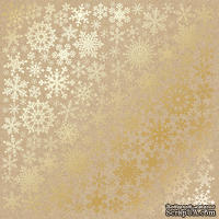 Лист односторонней бумаги с фольгированием Golden Snowflakes Kraft, ТМ Fabrika Decoru - ScrapUA.com