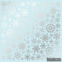 Лист односторонней бумаги с фольгированием Silver Snowflakes Blue, ТМ Fabrika Decoru - ScrapUA.com